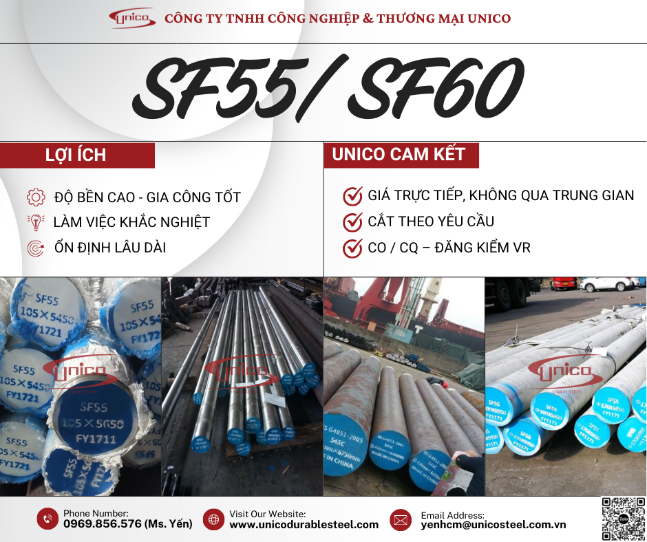 Rao bán thép tròn SF55 – cường độ cao, dùng cho cơ khí & đóng tàu